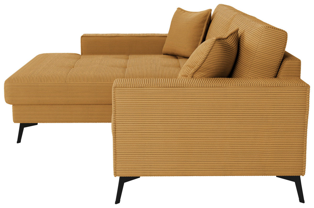 ECKSOFA TED Senfgelb Cord Zierkissen  - Senfgelb/Schwarz, Trend, Textil/Metall (174/228cm) - P & B