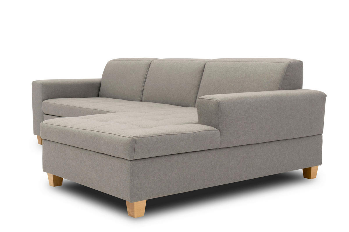 ECKSCHLAFSOFA  SUGAR Silberfarben Webstoff  - Buchefarben/Silberfarben, Basics, Holz/Textil (266/162cm) - MID.YOU