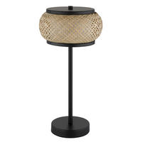 LED-TISCHLEUCHTE 22/46,1 cm   - Schwarz/Naturfarben, Design, Holz/Kunststoff (22/46,1cm) - Globo