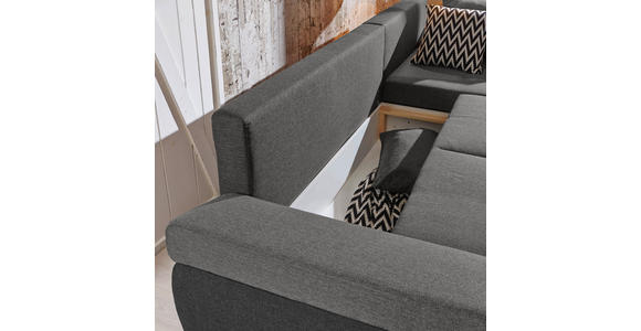 ECKSOFA in Webstoff Grau, Dunkelgrau  - Dunkelgrau/Schwarz, Design, Kunststoff/Textil (313/215cm) - Carryhome