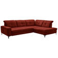ECKSOFA in Chenille Rot  310/240 cm  - Rot/Schwarz, Design, Textil/Metall (310/240cm) - Xora