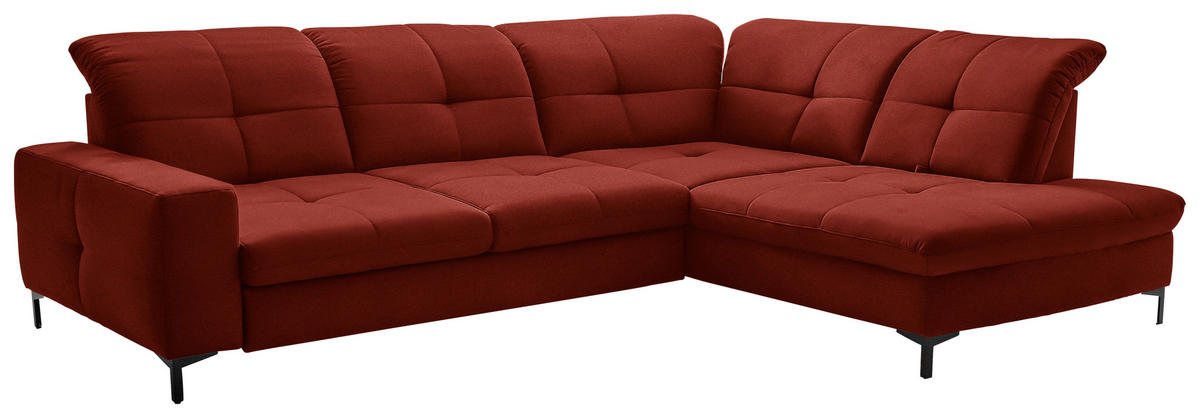 ECKSOFA in Chenille Rot  310/240 cm  - Rot/Schwarz, Design, Textil/Metall (310/240cm) - Xora