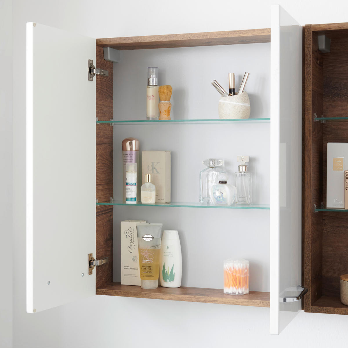 BADEZIMMER  in 180 cm  - Chromfarben/Weiß Hochglanz, Design, Glas/Keramik (180cm) - Sadena