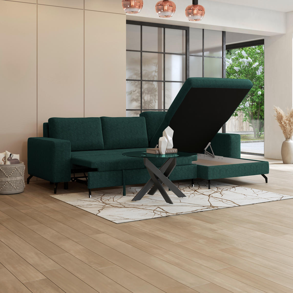 ECKSOFA Waldgrün  - Waldgrün, Trend, Textil (290/178cm) - P & B