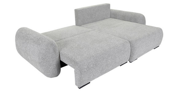 ECKSOFA Grau Flachgewebe Zierkissen, Rückenkissen, Bettkasten, Schlaffunktion, Rücken echt, Liegefläche im Originalstoff  - Schwarz/Grau, KONVENTIONELL, Kunststoff/Textil (250/145cm) - Carryhome
