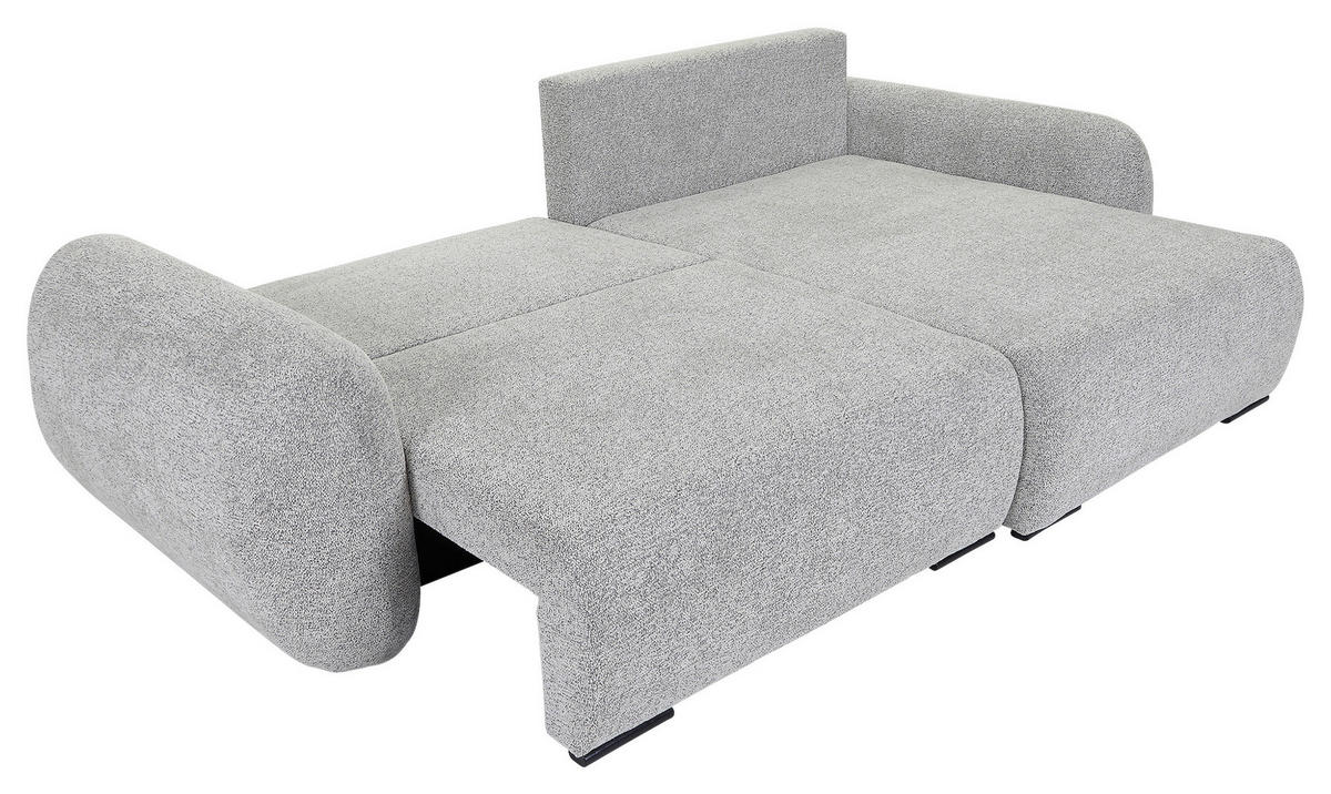 ECKSOFA Grau Flachgewebe Zierkissen, Rückenkissen, Bettkasten, Schlaffunktion, Rücken echt, Liegefläche im Originalstoff  - Schwarz/Grau, KONVENTIONELL, Kunststoff/Textil (250/145cm) - Carryhome
