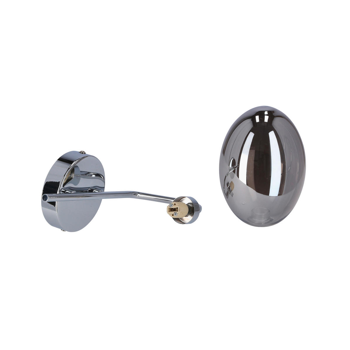 WANDLEUCHTE Lukka 17/10/25 cm   - Chromfarben/Edelstahlfarben, Design, Glas/Metall (17/10/25cm)