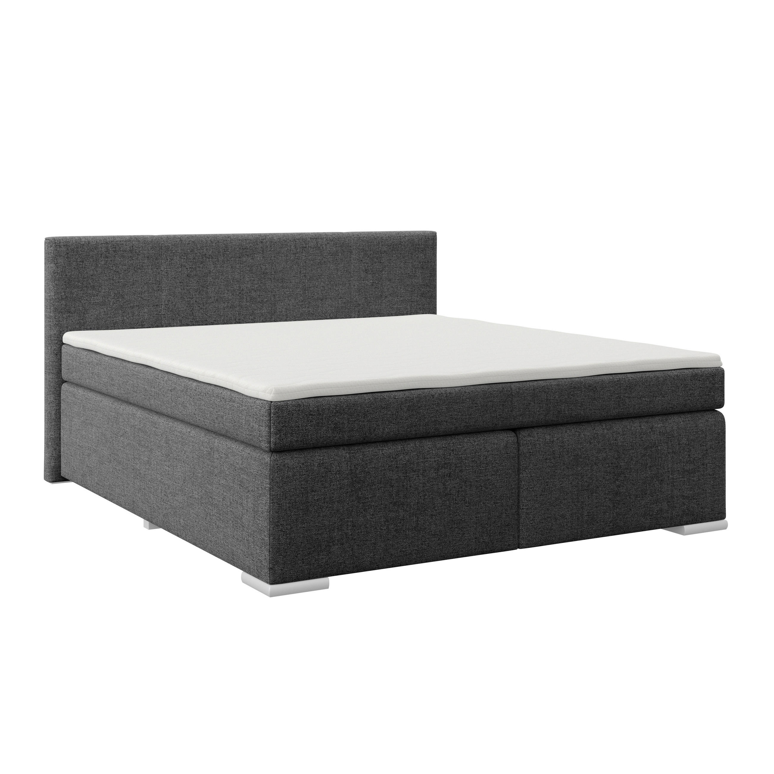 BOXSPRINGBETT 160/200 cm  in Graphitfarben  - Alufarben/Graphitfarben, Basics, Kunststoff/Textil (160/200cm) - Boxxx