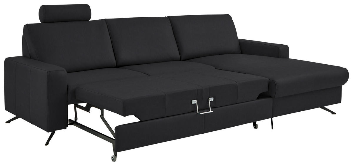 ECKSOFA in Echtleder Anthrazit  267/165 cm  - Anthrazit/Schwarz, Design, Leder/Metall (267/165cm) - Beldomo Premium