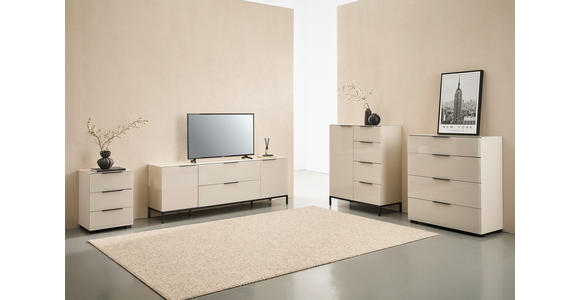 NACHTSCHRANK 45/62/42,3 cm  - Kaschmir/Schwarz, Design, Glas/Holzwerkstoff (45/62/42,3cm) - Novel