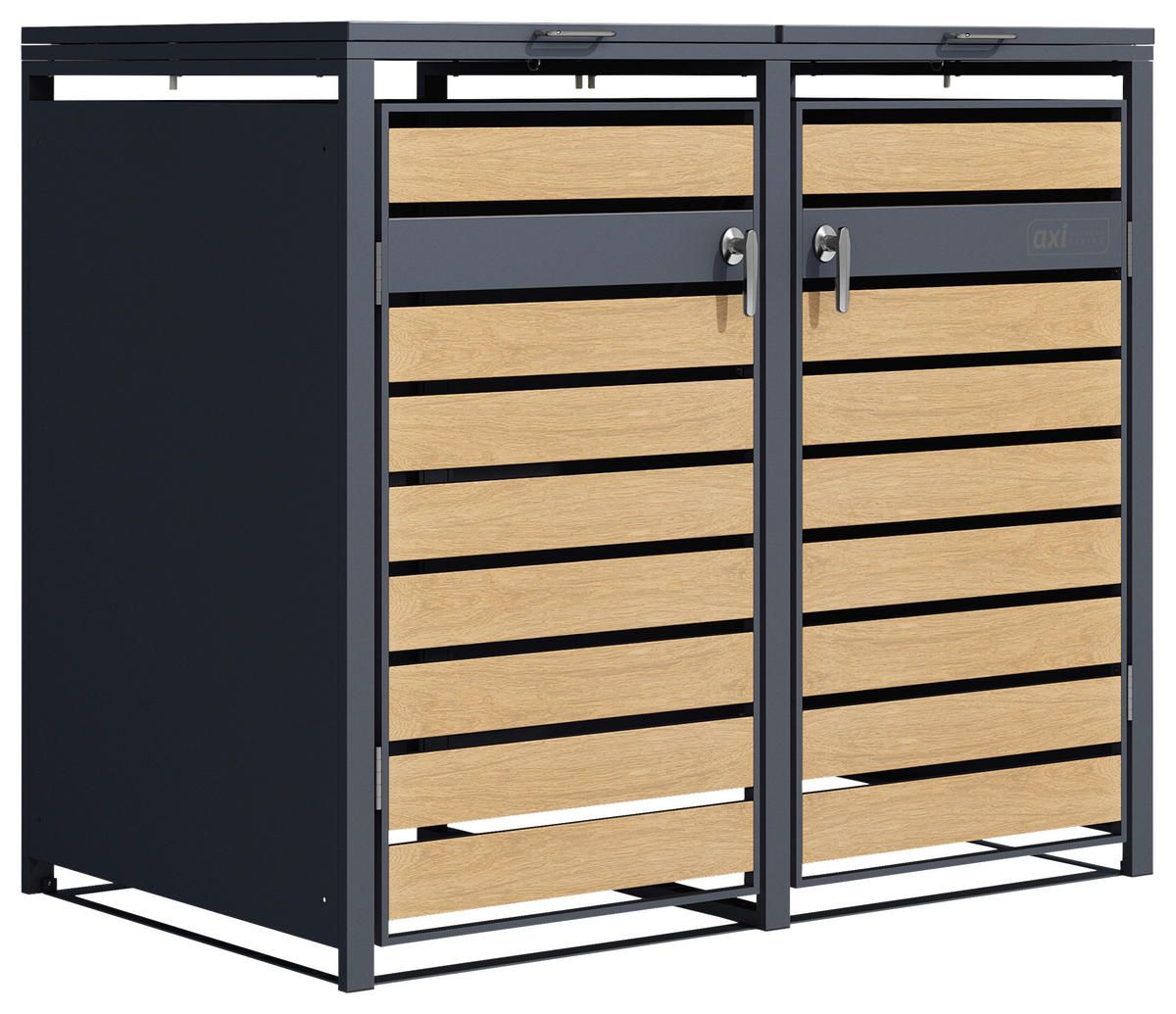 MÜLLTONNENBOX - Anthrazit/Braun, KONVENTIONELL, Metall (132/116/80cm) - Ambia Garden