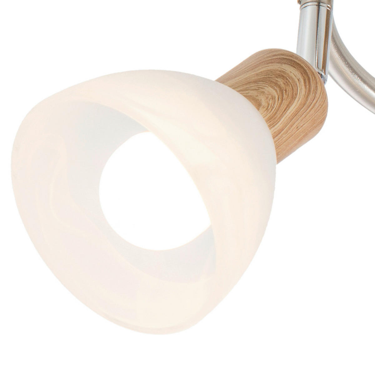 LED-DECKENLEUCHTE 25 cm  - Eichefarben/Weiß, Basics, Glas/Holz (25cm) - Globo