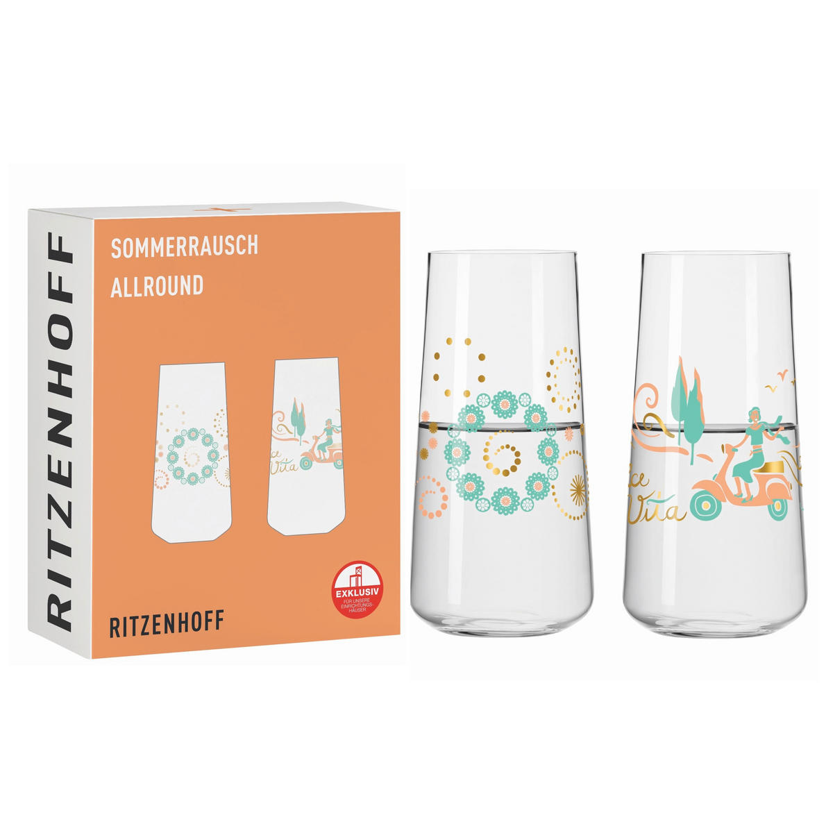 GLÄSERSET Sommerrausch 2-teilig  - Transparent/Multicolor, Design, Glas (8,2/16,6cm) - Ritzenhoff