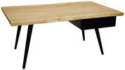 COUCHTISCH Akazie massiv rechteckig Schwarz, Akaziefarben 115/70/45 cm  - Schwarz/Akaziefarben, Design, Holz/Metall (115/70/45cm) - Carryhome