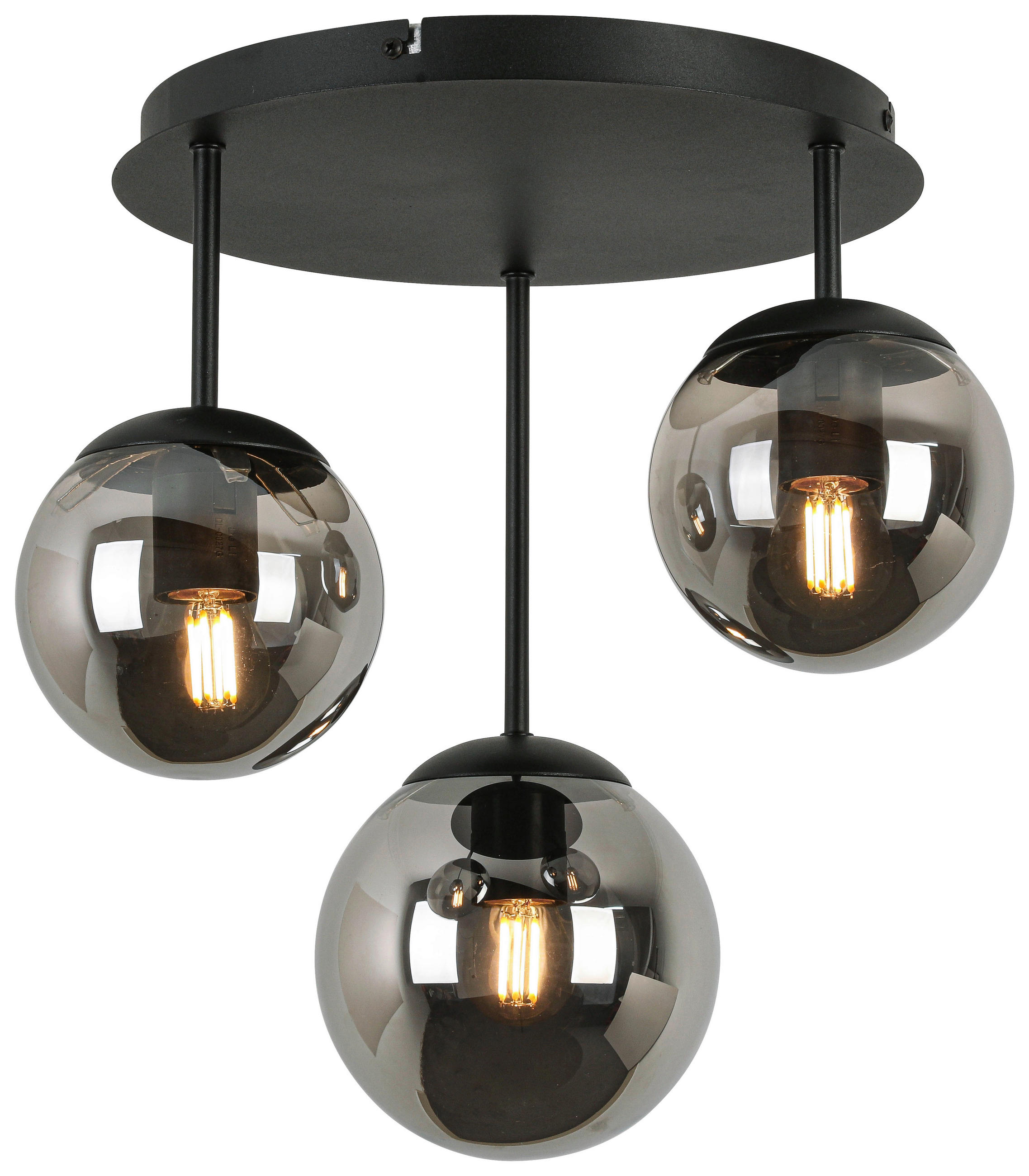 DECKENLEUCHTE    35,5/36/38 cm  - Chromfarben/Schwarz, Trend, Glas/Kunststoff (35,5/36/38cm) - Novel