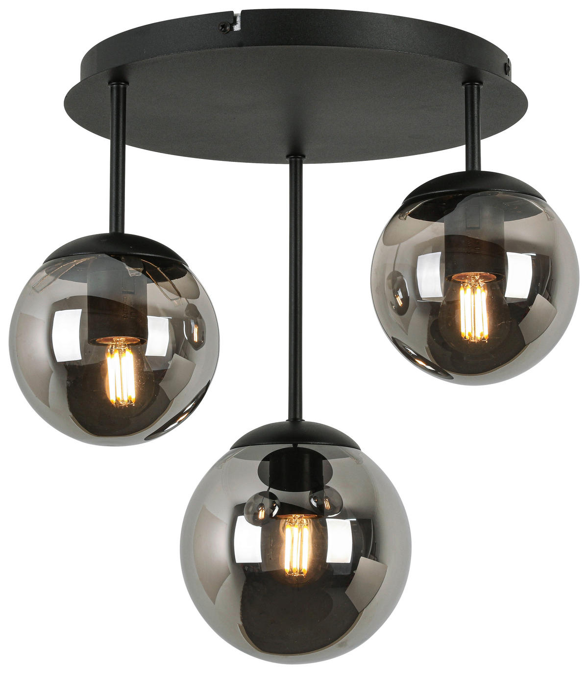 DECKENLEUCHTE    35,5/36/38 cm  - Chromfarben/Schwarz, Trend, Glas/Kunststoff (35,5/36/38cm) - Novel