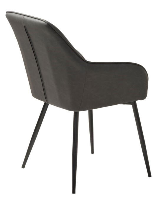 STOL MED ARMSTÖD läderimitation  - svart, Design, metall/textil (58/84/59,5cm) - Niels Andersson