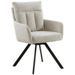 ARMLEHNSTUHL  Sitzfläche 360° drehbar, inklusive Armlehnen Chenille  - Creme/Schwarz, Design, Textil/Metall (60,5/92/67cm) - Carryhome