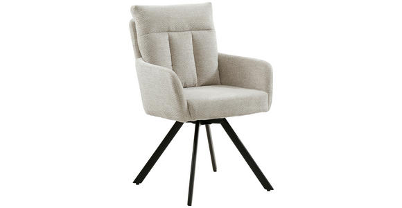 ARMLEHNSTUHL  Sitzfläche 360° drehbar, inklusive Armlehnen Chenille  - Creme/Schwarz, Design, Textil/Metall (60,5/92/67cm) - Carryhome