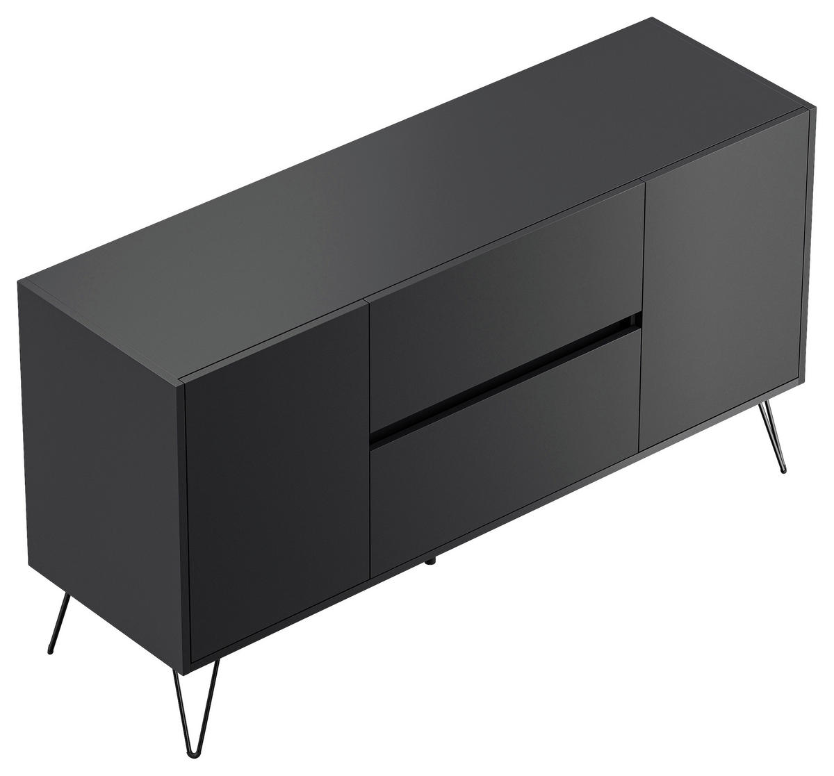 SIDEBOARD Posseik Industrial 139/75,8/42 cm 2 Schublade(n)  - Graphitfarben/Schwarz, Design, Holzwerkstoff/Metall (139/75,8/42cm) - MID.YOU