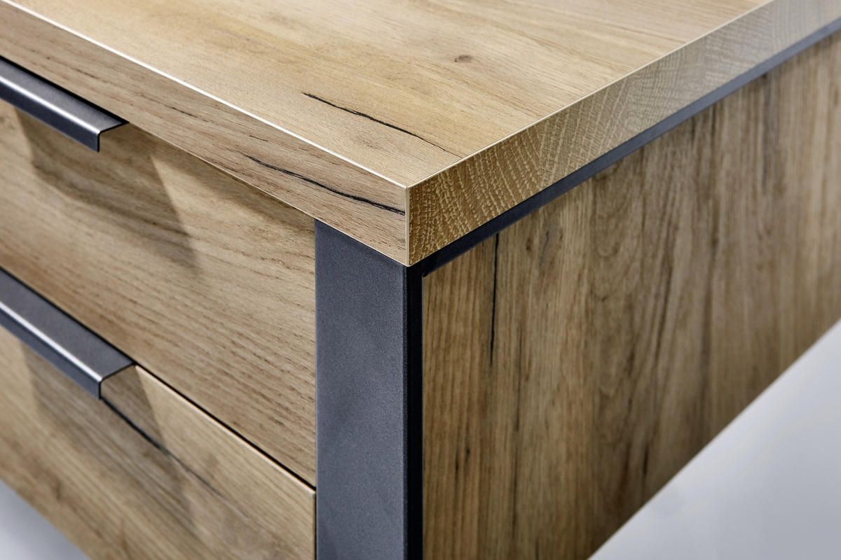 SCHREIBTISCH 152,4/60/76,2 cm  in Eichefarben  - Eichefarben/Anthrazit, Lifestyle, Holzwerkstoff/Metall (152,4/60/76,2cm)