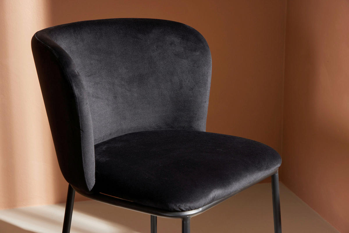 STUHL Schwarz  - Schwarz, Design, Textil/Metall (53/77/60cm) - Livetastic