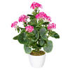 KUNSTPFLANZE Geranie 40 cm  - Pink/Weiß, Design, Keramik/Kunststoff (40cm) - P & B
