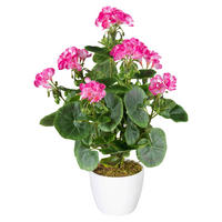 KUNSTPFLANZE Geranie 40 cm  - Pink/Weiß, Design, Keramik/Kunststoff (40cm) - P & B