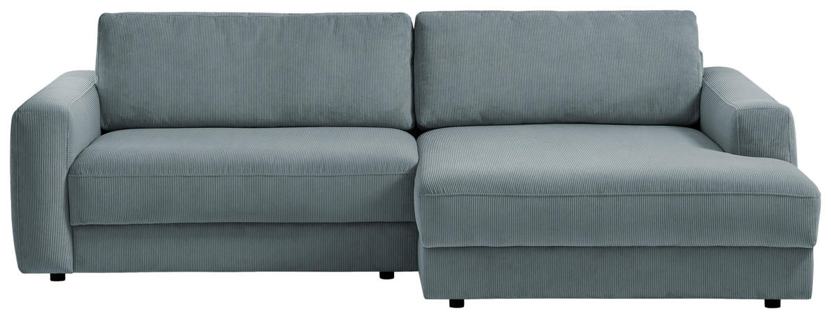 ECKSOFA BOURBON Blaugrau Cord  - Blaugrau/Schwarz, MODERN, Textil (250/176cm) - Trendmanufaktur