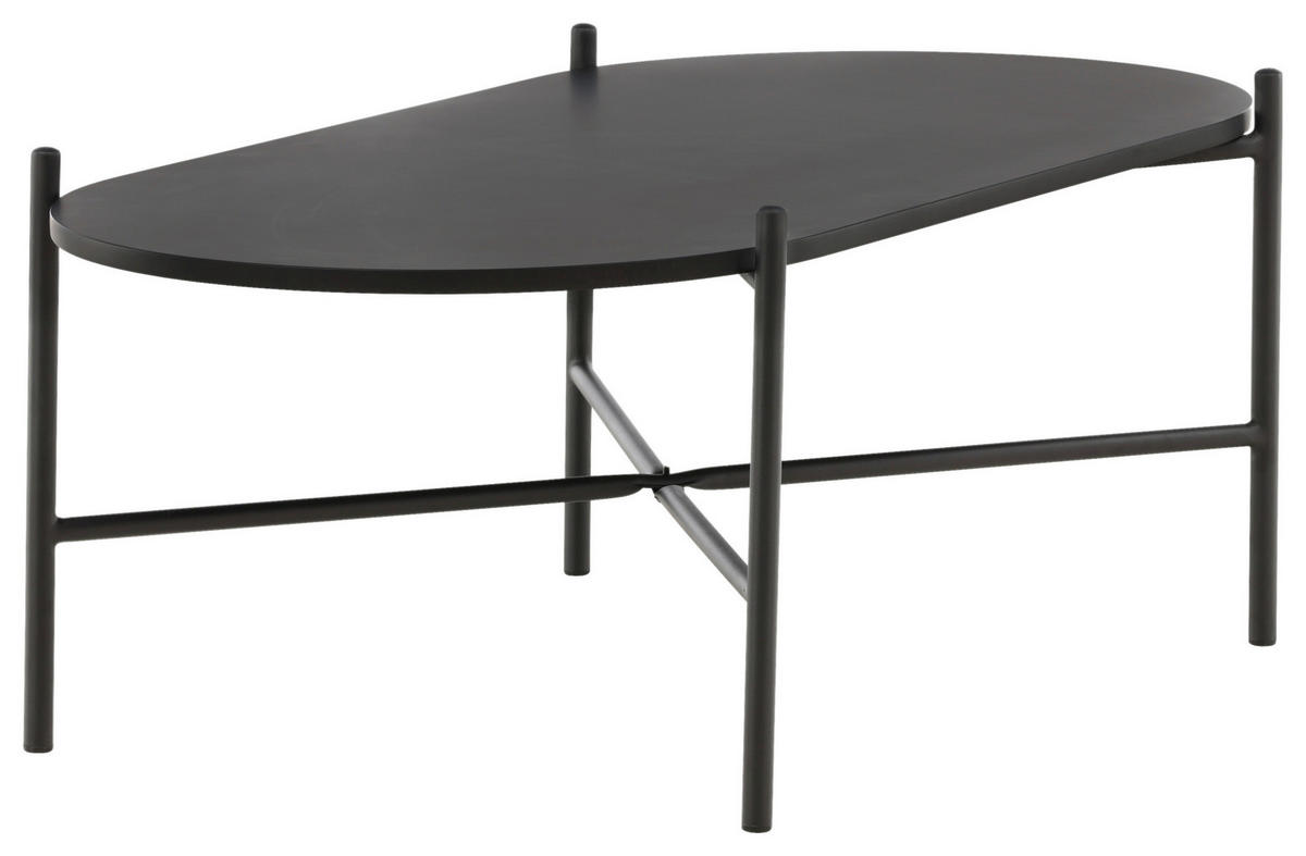 COUCHTISCH 120/60/45 cm oval Schwarz  - Schwarz, Design, Holzwerkstoff/Metall (120/60/45cm) - Livetastic