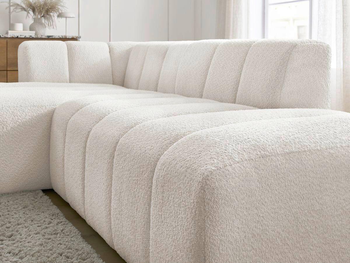 ECKSOFA  ANNECY Weiß Bouclé  - Schwarz/Weiß, MODERN, Kunststoff/Textil (170/262cm)