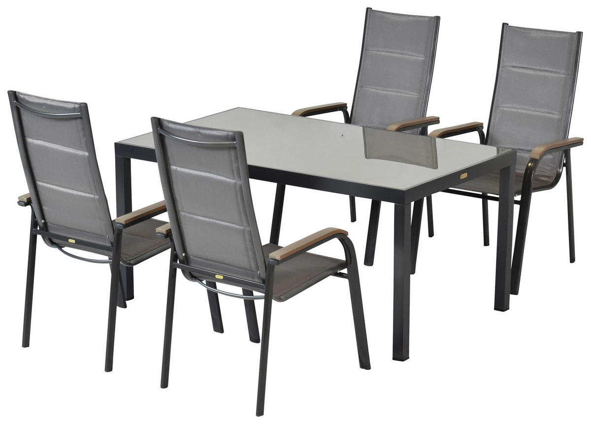 GARTENSET Aluminium  - Graphitfarben/Braun, MODERN, Textil/Metall - Gardenson