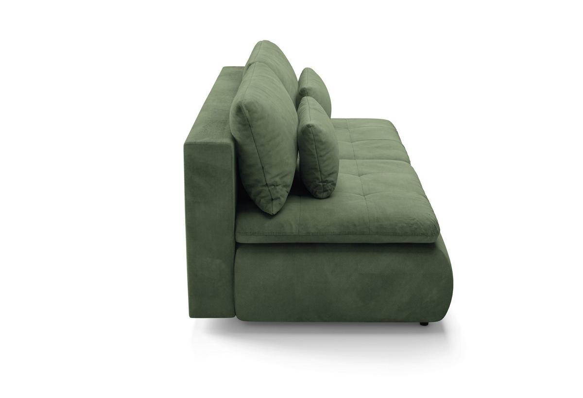 SCHLAFSOFA MYSTIC in Plüsch Grün  - Schwarz/Grün, Design, Kunststoff/Textil (220/94/114cm) - Livetastic