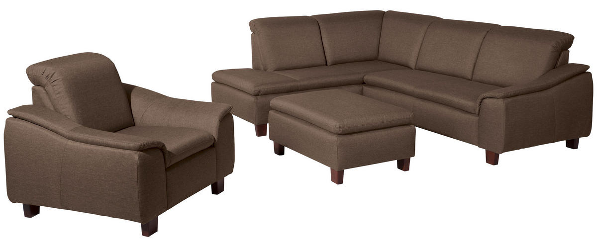 ECKSOFA in Flachgewebe Sahara  - Nussbaumfarben/Sahara, Design, Holz/Textil (247/187cm) - Max Winzer