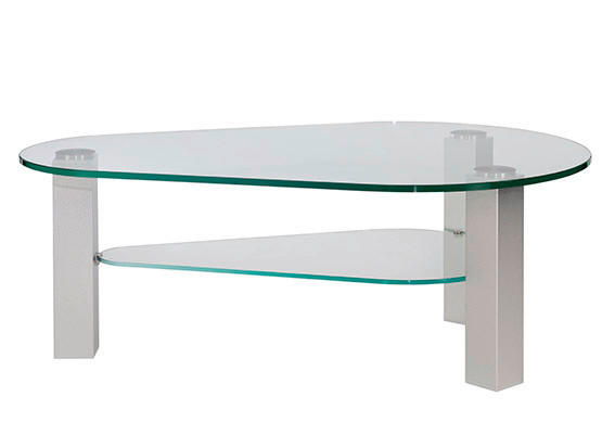 COUCHTISCH Klarglas 116/76/43 cm Freiform Titanfarben  - Titanfarben, Design, Glas/Kunststoff (116/76/43cm)