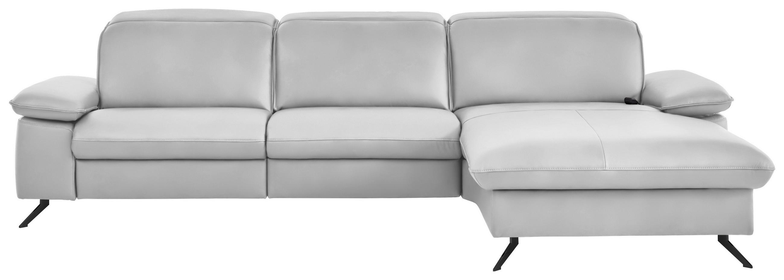 ECKSOFA 307/169 cm Beldomo premium in Echtleder Weiß Kopfteilverstellung  307/169 cm  - Schwarz/Weiß, Design, Leder/Metall (307/169cm) - Beldomo Premium