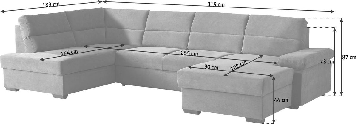 WOHNLANDSCHAFT in Webstoff Grau  - Dunkelbraun/Grau, Konventionell, Kunststoff/Textil (183/319/166cm) - Cantus