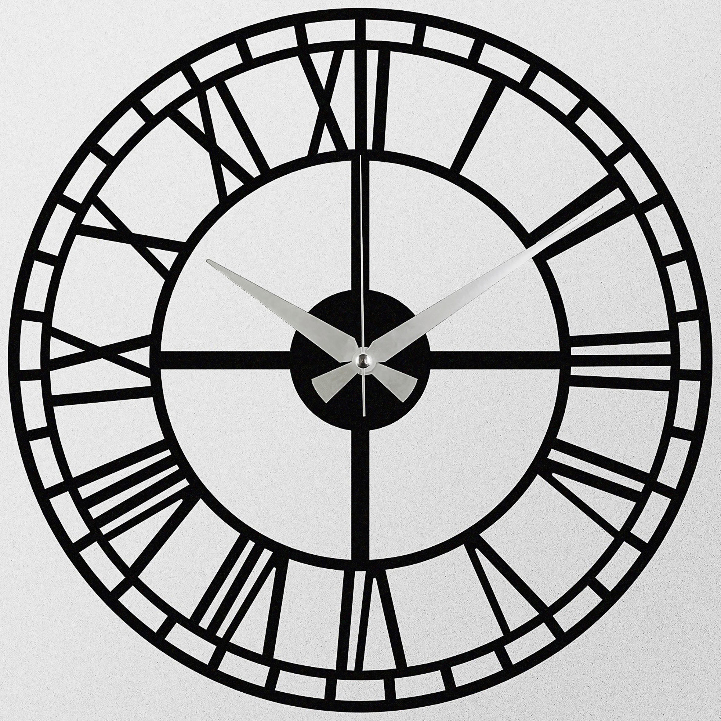 WANDUHR Schwarz 48/48/0,12 cm  - Schwarz, LIFESTYLE, Metall (48/48/0,12cm)
