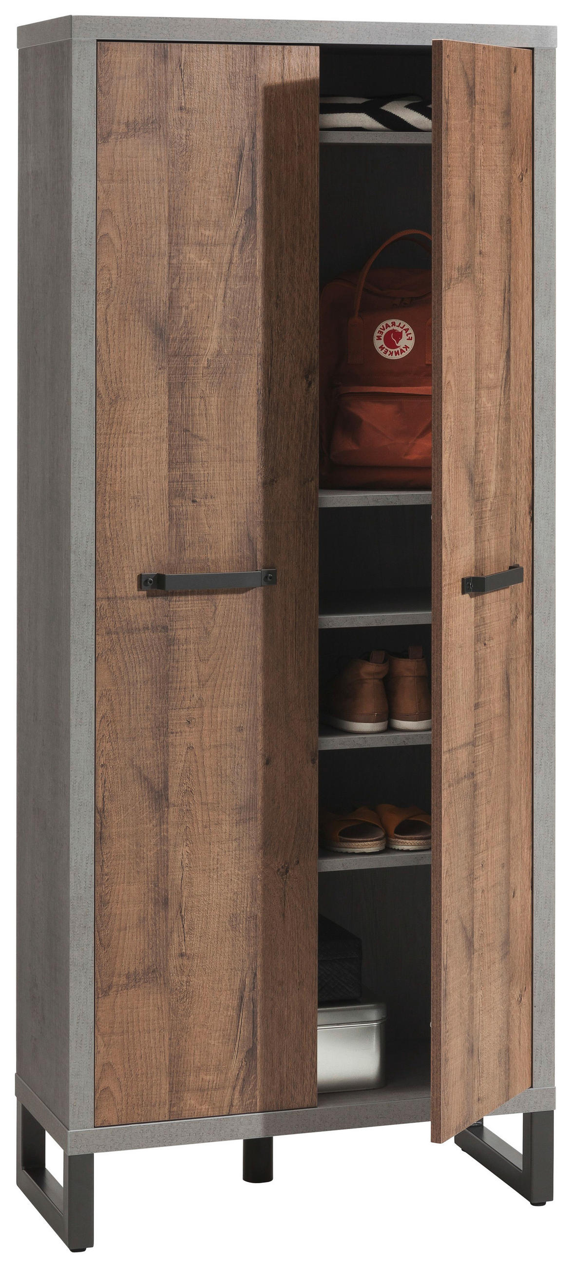 GARDEROBNA OMARA siva, barve hrasta, temno siva - temno siva/siva, Moderno, kovina/leseni material (80/190/35cm) - Carryhome