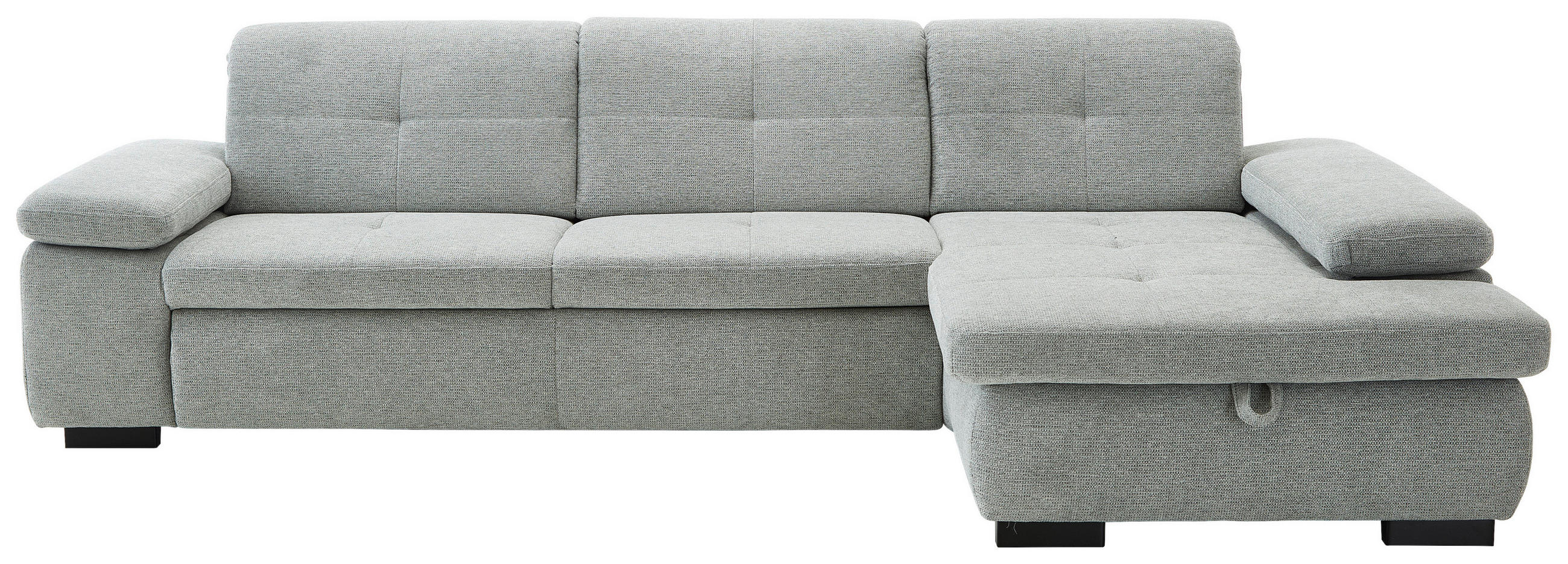 ECKSOFA in Flachgewebe Alufarben  - Schwarz/Alufarben, Design, Textil/Metall (297/174cm) - Beldomo Style