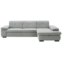 ECKSOFA in Flachgewebe Alufarben  297/174 cm  - Schwarz/Alufarben, Design, Textil/Metall (297/174cm) - Beldomo Style