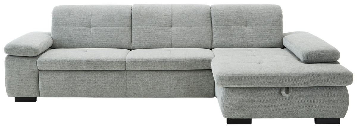 ECKSOFA in Flachgewebe Alufarben  297/174 cm  - Schwarz/Alufarben, Design, Textil/Metall (297/174cm) - Beldomo Style