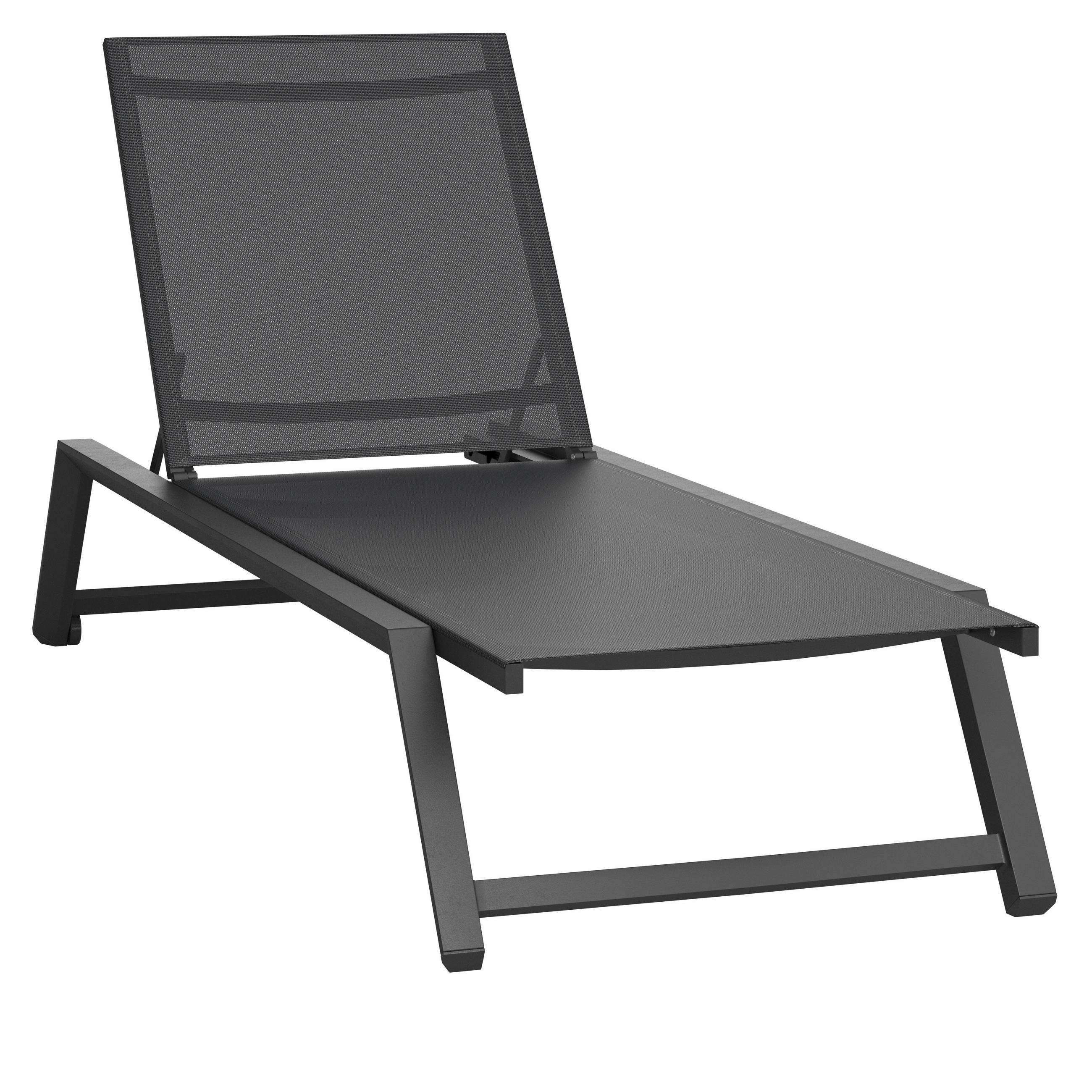 LEŽALJKA crna, tamno siva metal, tekstil - tamno siva/crna, Moderno, metal/tekstil (70/33/200cm)