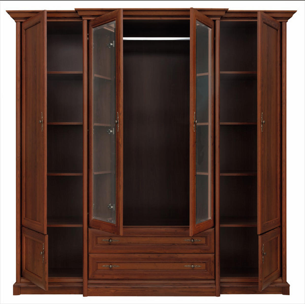 Dulap Cu Uși Rotative, castaniu - castaniu/alămiu, Natur, sticlă/metal (227/225/53-65,5cm) - Cantus