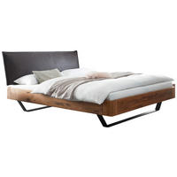 BETT 200/200 cm,  in Wildeiche, gepolstertes Kopfteil,  - Wildeiche/Anthrazit, Natur, Holz/Metall (200/200cm) - Hasena