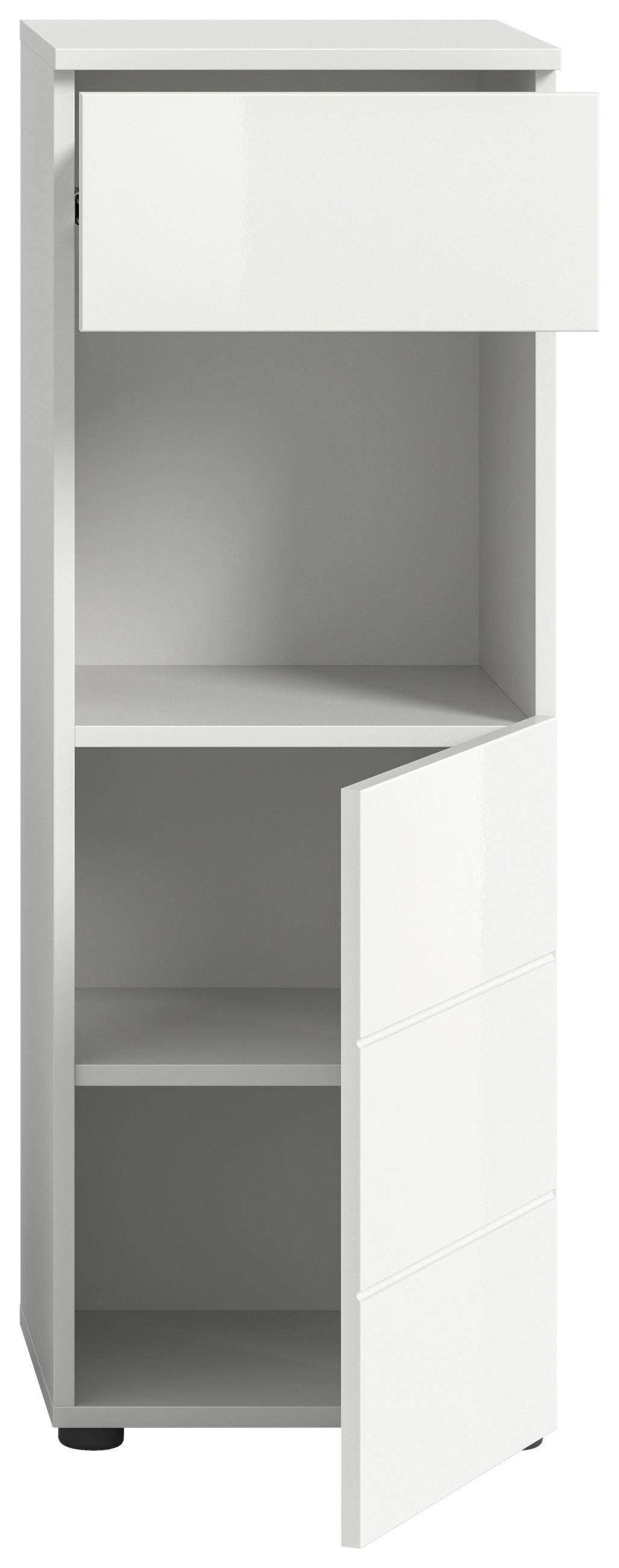 MIDISCHRANK  - Weiß Hochglanz/Schwarz, MODERN, Holzwerkstoff (38/106/34cm) - MID.YOU