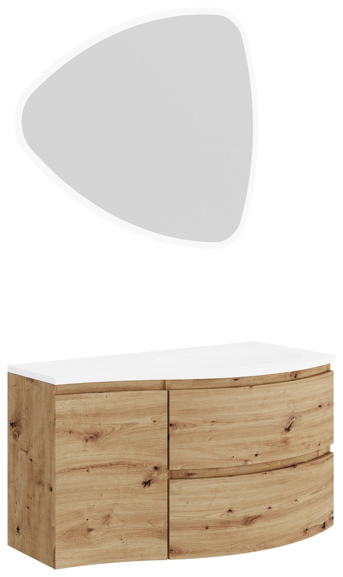 BADEZIMMER 4-teilig  in 105 cm  - Eiche Artisan/Weiß, Natur, Holzwerkstoff/Stein (105cm) - Voleo