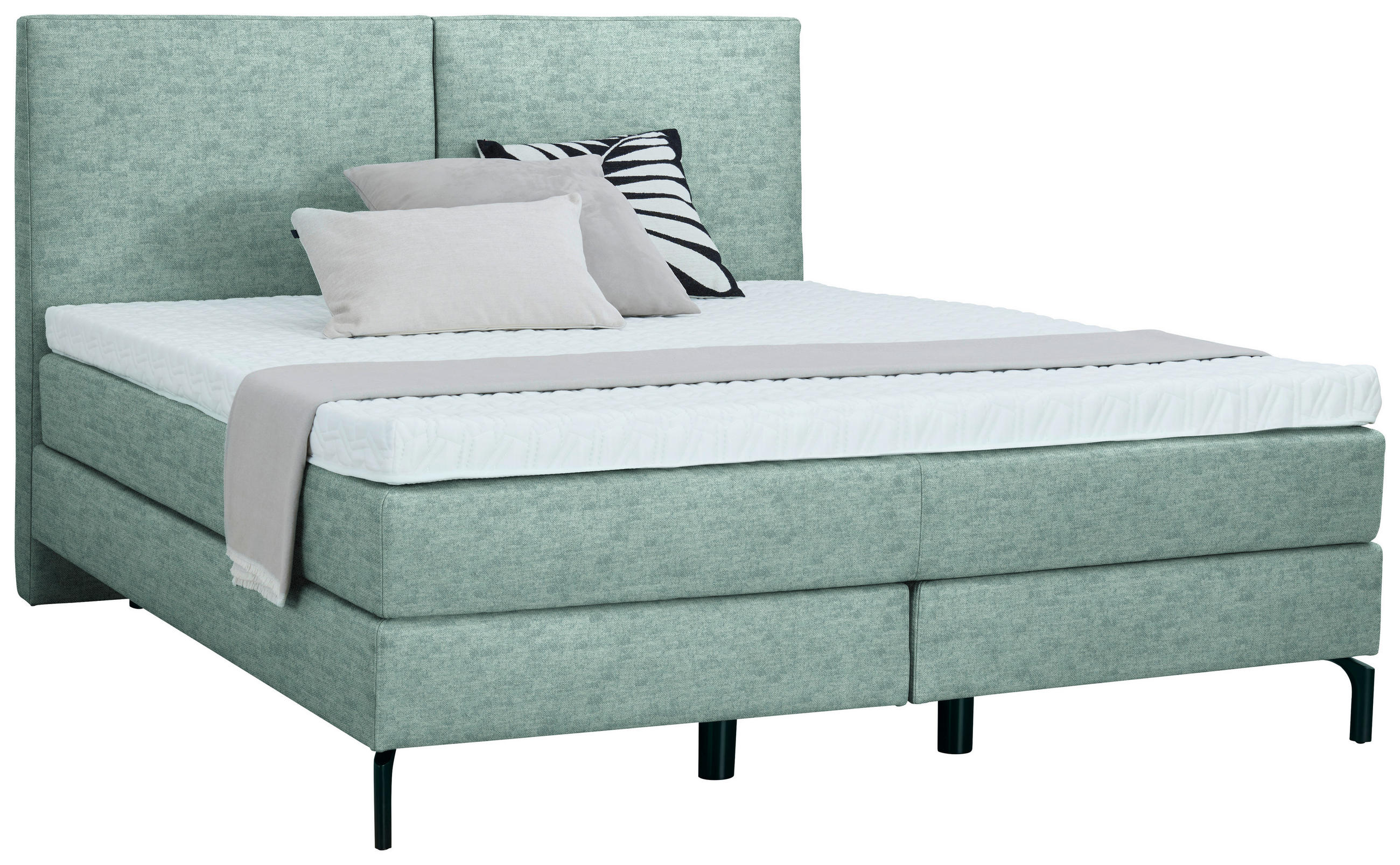 BOXSPRINGBETT 200/200 cm  in Türkis  - Türkis/Schwarz, KONVENTIONELL, Textil/Metall (200/200cm) - Dieter Knoll