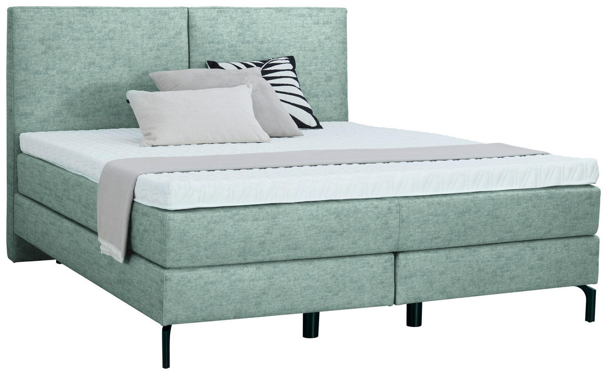 BOXSPRINGBETT 180/200 cm  in Petrol  - Petrol/Schwarz, Konventionell, Textil/Metall (180/200cm) - Dieter Knoll