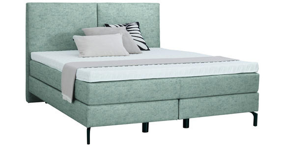 BOXSPRINGBETT 180/200 cm in Petrol - Petrol/Schwarz, KONVENTIONELL, Textil/Metall (180/200cm) - Dieter Knoll
